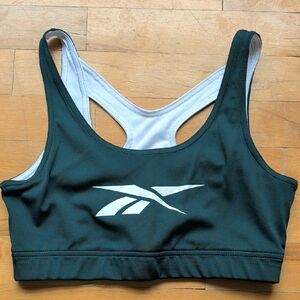 Reebok Dark Teal & White Racerback Sports Bra